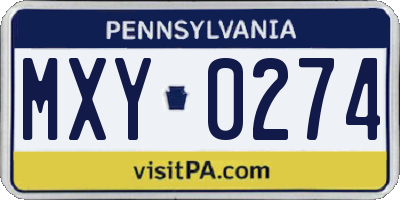 PA license plate MXY0274