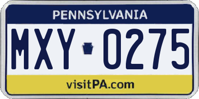PA license plate MXY0275