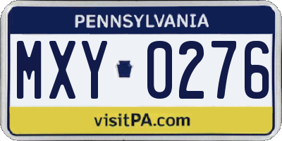 PA license plate MXY0276
