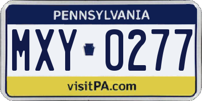 PA license plate MXY0277