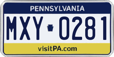 PA license plate MXY0281