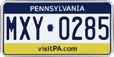 PA license plate MXY0285