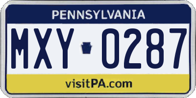 PA license plate MXY0287