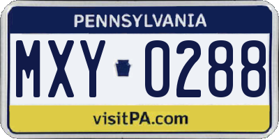 PA license plate MXY0288