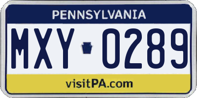 PA license plate MXY0289