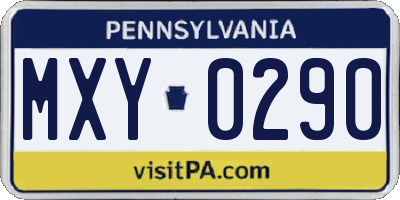 PA license plate MXY0290