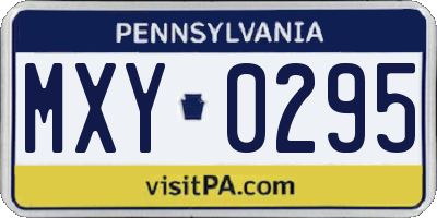 PA license plate MXY0295