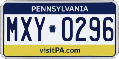 PA license plate MXY0296
