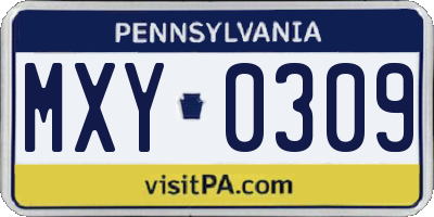 PA license plate MXY0309