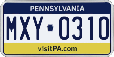 PA license plate MXY0310