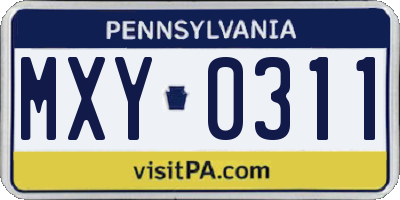 PA license plate MXY0311