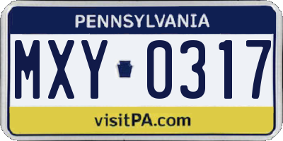 PA license plate MXY0317