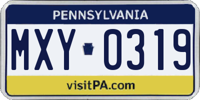 PA license plate MXY0319