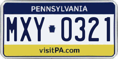 PA license plate MXY0321