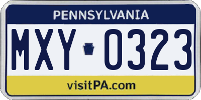 PA license plate MXY0323