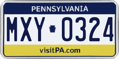 PA license plate MXY0324