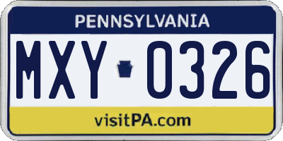 PA license plate MXY0326
