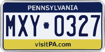 PA license plate MXY0327