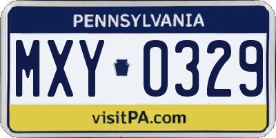 PA license plate MXY0329