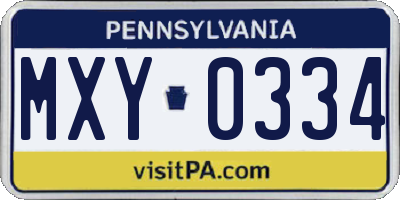 PA license plate MXY0334