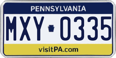 PA license plate MXY0335