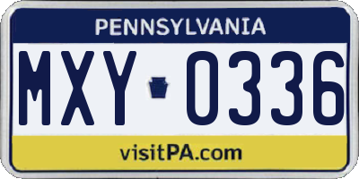 PA license plate MXY0336
