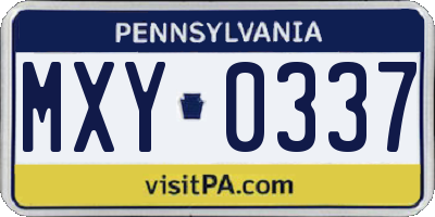 PA license plate MXY0337