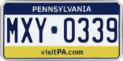 PA license plate MXY0339
