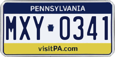 PA license plate MXY0341