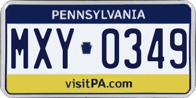PA license plate MXY0349