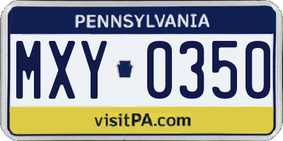 PA license plate MXY0350