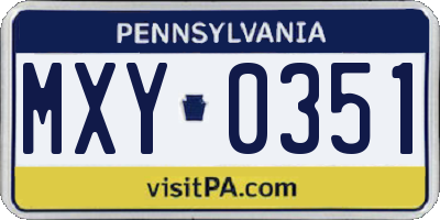 PA license plate MXY0351