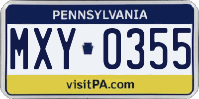 PA license plate MXY0355