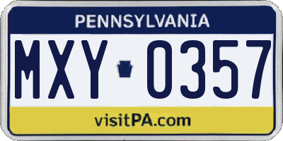 PA license plate MXY0357