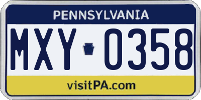 PA license plate MXY0358