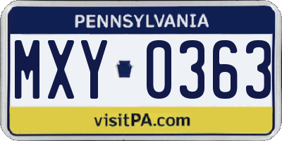 PA license plate MXY0363