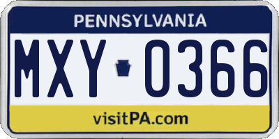 PA license plate MXY0366