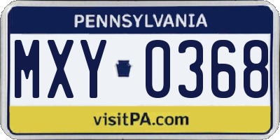 PA license plate MXY0368