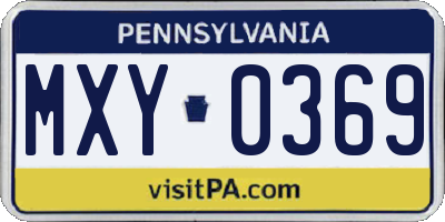 PA license plate MXY0369