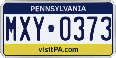 PA license plate MXY0373
