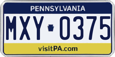 PA license plate MXY0375