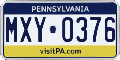 PA license plate MXY0376