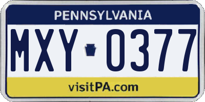 PA license plate MXY0377