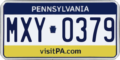 PA license plate MXY0379