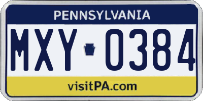PA license plate MXY0384