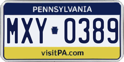 PA license plate MXY0389