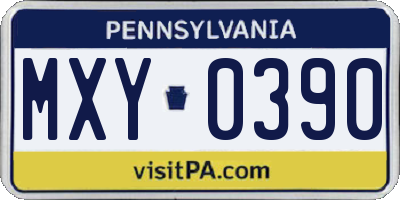 PA license plate MXY0390