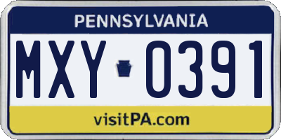 PA license plate MXY0391