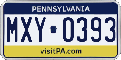 PA license plate MXY0393