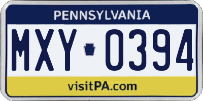 PA license plate MXY0394